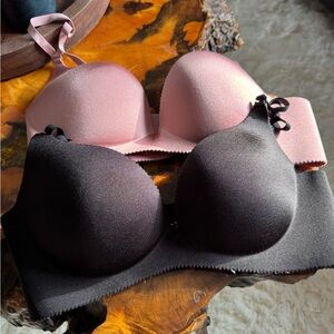 Sophie B. Pink and Black Push-up Bra Duo